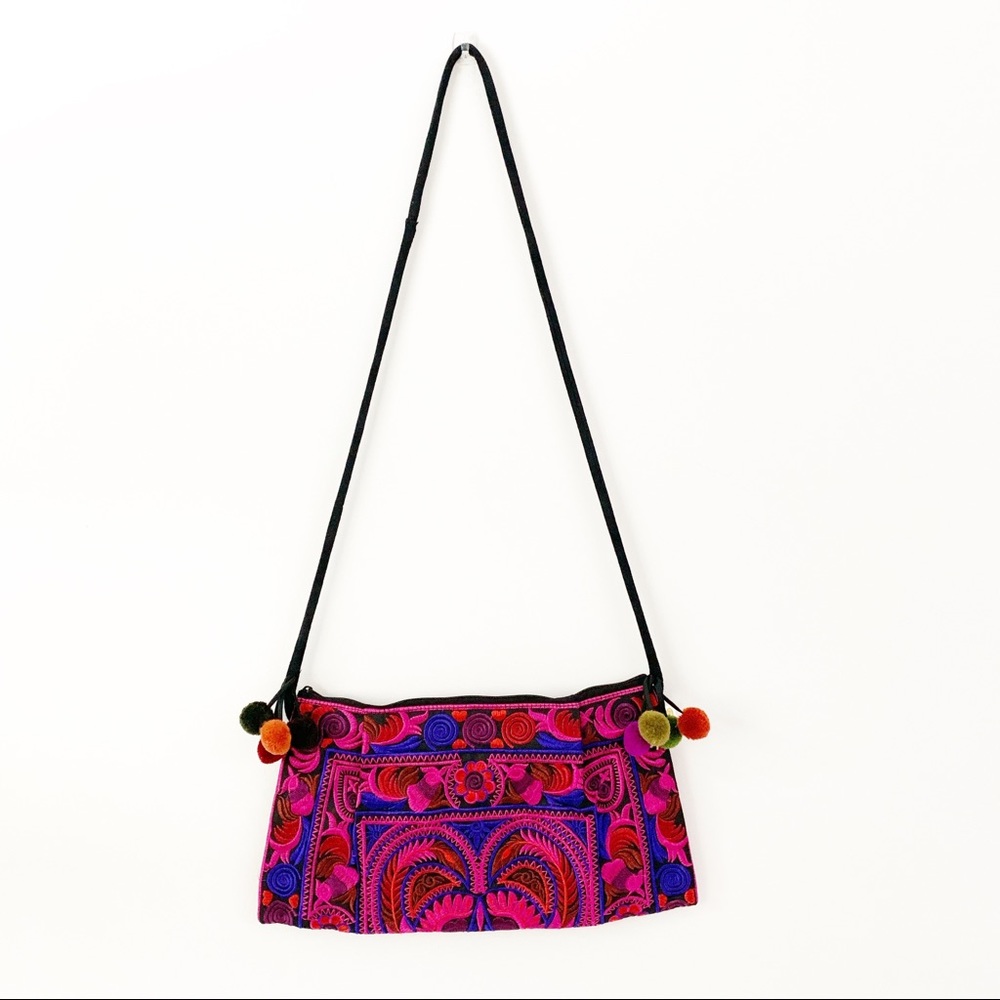 Hand-Made Thai Embroidered Crossbody Clutch Purse